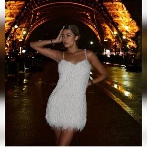 ZARA FRINGED MINI DRESS WITH METALLIC THREAD. NWT. Size S